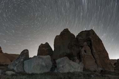 Cappadocia, Nevsehir City, Türkiye 'de Yıldız İzleri Kaya oluşumları