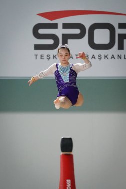 ANTALYA, TURKIYE - 23 Mart 2025: Pin-Ju LAI FIG Artistik Jimnastik Aletleri Dünya Kupası 2025, Antalya