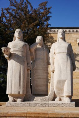 Turkish Women sculpture located at the entrance of the Road of Lions in Anitkabir, Ankara City, Turkiye