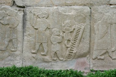 Alacahoyuk Antik Kenti, Corum Şehri, Türkiye 'deki Sfenks kapısında yardım