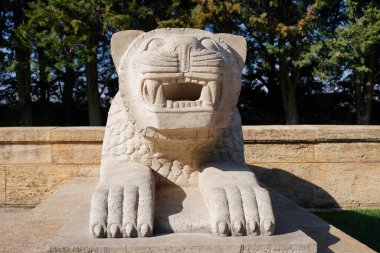 Lion sculpture located at the Road of Lions in Anitkabir, Ankara City, Turkiye