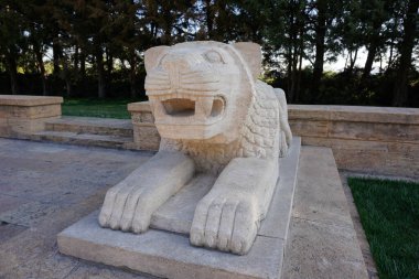 Lion sculpture located at the Road of Lions in Anitkabir, Ankara City, Turkiye