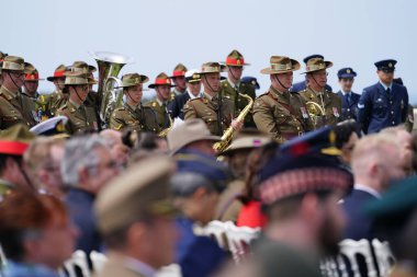 CANAKKALE, TURKIYE - 24 Nisan 2025: Gelibolu Kara Savaşları 'nın 110. yıldönümü Gelibolu Yarımadası' ndaki Cape Helles Anıtı 'nda anıldı