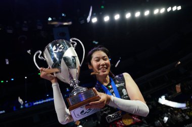 ISTANBUL, TURKIYE - Mayıs 04, 2025: Imoco Volley Conegliano oyuncusu Ting Zhu Ulker Sports Arena 'da CEV Şampiyonlar Ligi Volley Finali' nin 4.