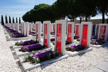 CANAKKALE, TURKIYE - 23 Nisan 2025: Çanakkale Şehitleri Anıtı 'ndaki Sembolik Mezarlık, Gelibolu