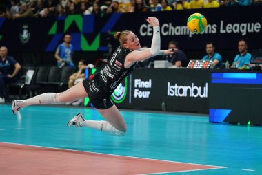 ISTANBUL, TURKIYE - Mayıs 04, 2025: Isabelle Haak, Imoco Volley Conegliano ile Savino Del Bene Scandicci CEV Şampiyonlar Ligi Volley Şampiyonlar Ligi Ulker Sports Arena 'da oynanan 4.