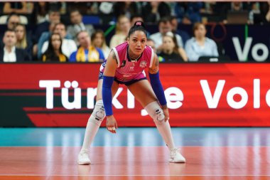 ISTANBUL, TURKIYE - Mayıs 03, 2025: Vakifbank 'ta Brenda Castillo, Savino Del Bene Scandicci CEV Şampiyonlar Ligi Volley Şampiyonlar Ligi Şampiyonlar Ligi' nin Ulker Sports Arena 'da oynanan 4.