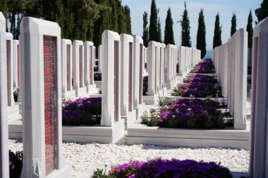 CANAKKALE, TURKIYE - 23 Nisan 2025: Çanakkale Şehitleri Anıtı 'ndaki Sembolik Mezarlık, Gelibolu