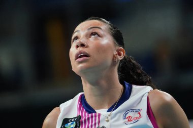 ISTANBUL, TURKIYE - Mayıs 03, 2025: Vakifbank 'ta Ana Carolina Da Silva - Savino Del Bene Scandicci CEV Şampiyonlar Ligi Volley Şampiyonlar Ligi Şampiyonlar Ligi' nin Ulker Sports Arena 'da oynanan 4.