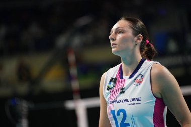 ISTANBUL, TURKIYE - Mayıs 03, 2025: Vakifbank 'ta Kara Bajema, Savino Del Bene Scandicci CEV Şampiyonlar Ligi Volley Şampiyonlar Ligi Şampiyonlar Ligi' nin Ulker Sports Arena 'da oynanan 4.