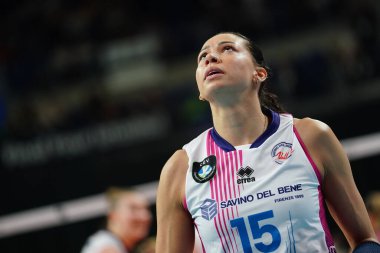 ISTANBUL, TURKIYE - Mayıs 03, 2025: Vakifbank 'ta Ana Carolina Da Silva - Savino Del Bene Scandicci CEV Şampiyonlar Ligi Volley Şampiyonlar Ligi Şampiyonlar Ligi' nin Ulker Sports Arena 'da oynanan 4.