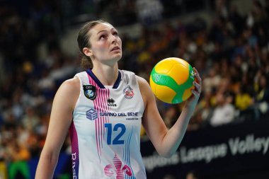 ISTANBUL, TURKIYE - Mayıs 03, 2025: Vakifbank 'ta Kara Bajema, Savino Del Bene Scandicci CEV Şampiyonlar Ligi Volley Şampiyonlar Ligi Şampiyonlar Ligi' nin Ulker Sports Arena 'da oynanan 4.