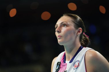 ISTANBUL, TURKIYE - Mayıs 03, 2025: Vakifbank 'ta Kara Bajema, Savino Del Bene Scandicci CEV Şampiyonlar Ligi Volley Şampiyonlar Ligi Şampiyonlar Ligi' nin Ulker Sports Arena 'da oynanan 4.