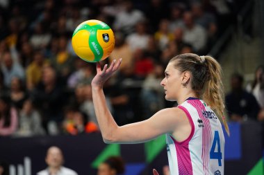ISTANBUL, TURKIYE - Mayıs 03, 2025: Vakifbank 'ta Britt Herbots, Savino Del Bene Scandicci CEV Şampiyonlar Ligi Volley Şampiyonlar Ligi' nin Ulker Sports Arena 'da oynanan 4.
