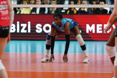 ISTANBUL, TURKIYE - Mayıs 03, 2025: Vero Volley Milano 'da Miriam Sylla Imoco Volley Conegliano CEV Şampiyonlar Ligi Volley Şampiyonlar Ligi Ulker Sports Arena Final Maçı' nda 4.
