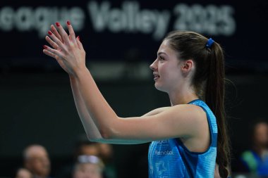 ISTANBUL, TURKIYE - Mayıs 03, 2025: Hena Kurtagiç Vero Volley Milano 'da Imoco Volley Conegliano CEV Şampiyonlar Ligi Volley Şampiyonlar Ligi' nin Ulker Sports Arena 'da oynanan 4.