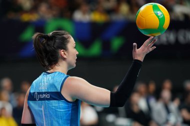 ISTANBUL, TURKIYE - Mayıs 03, 2025: Helena Cazaute Vero Volley Milano 'da Imoco Volley Conegliano CEV Şampiyonlar Ligi Volley Şampiyonlar Ligi Şampiyonlar Ligi Ulker Sports Arena Final Maçı' nda 4.