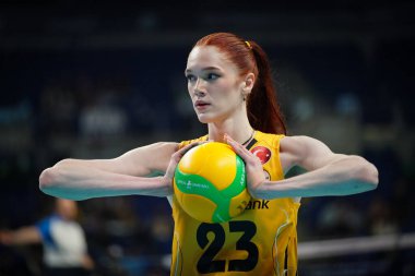 ISTANBUL, TURKIYE - Mayıs 04, 2025: Marina Markova Vero Volley Milano ile Vakıfbank CEV Şampiyonlar Ligi Volley Şampiyonlar Ligi Dört Bronz Madalya Maçı Ulker Spor Arena 'da