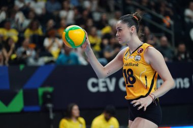 ISTANBUL, TURKIYE - Mayıs 04, 2025: Vero Volley 'de Zehra Gunes - Vakifbank CEV Şampiyonlar Ligi Volley Şampiyonlar Ligi Şampiyonlar Ligi Ulker Sports Arena' da oynanan 4 bronz madalya maçı