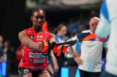 ISTANBUL, TURKIYE - Mayıs 03, 2025: Vero Volley Milano, Imoco Volley Conegliano 'ya karşı Imoco Volley Conegliano Şampiyonlar Ligi Volley Şampiyonlar Ligi 4.