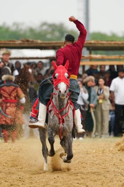 ISTANBUL, TURKIYE - 25 Mayıs 2025: Etnospor Kültür Festivali 'nde binicilik gösterisi