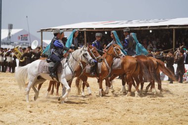 ISTANBUL, TURKIYE - 24 Mayıs 2025: Etnospor Kültür Festivali sırasında Azerbaycan Ateş Ülkesi