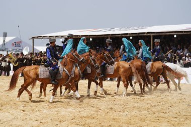 ISTANBUL, TURKIYE - 24 Mayıs 2025: Etnospor Kültür Festivali sırasında Azerbaycan Ateş Ülkesi