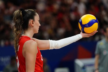 İSTANBUL, TURKIYE - 18 Haziran 2025: Dominik Cumhuriyeti 'nde Hande Baladin, Sinan Erdem Kubbesi' nde Türkiye VNL Havuz Maçı