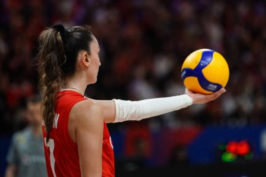 İSTANBUL, TURKIYE - 18 Haziran 2025: Dominik Cumhuriyeti 'nde Hande Baladin, Sinan Erdem Kubbesi' nde Türkiye VNL Havuz Maçı