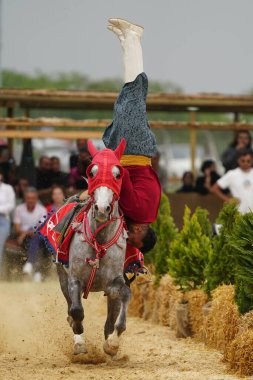 ISTANBUL, TURKIYE - 25 Mayıs 2025: Etnospor Kültür Festivali 'nde binicilik gösterisi