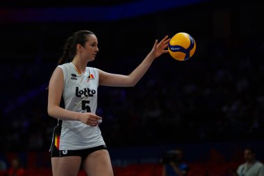 ISTANBUL, TURKIYE - 19 Haziran 2025: Belçika 'da Çay Radoviç - Sinan Erdem Kubbesi' nde Dominik Cumhuriyeti VNL Havuz Maçı