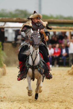 ISTANBUL, TURKIYE - 25 Mayıs 2025: Etnospor Kültür Festivali 'nde binicilik gösterisi