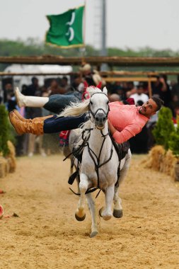 ISTANBUL, TURKIYE - 25 Mayıs 2025: Etnospor Kültür Festivali 'nde binicilik gösterisi