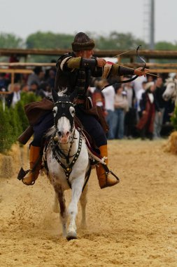 ISTANBUL, TURKIYE - 25 Mayıs 2025: Etnospor Kültür Festivali 'nde binicilik gösterisi