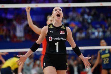 ISTANBUL, TURKIYE - 22 Haziran 2025: Türkiye 'de Hatice Gizem Orge - Brezilya VNL Havuz Maçı Sinan Erdem Kubbesi