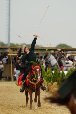 ISTANBUL, TURKIYE - 25 Mayıs 2025: Etnospor Kültür Festivali 'nde binicilik gösterisi