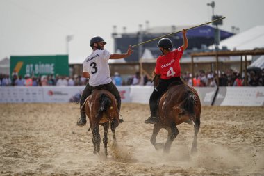 İSTANBUL, TURKIYE - 24 Mayıs 2025: Etnospor Kültür Festivali sırasında Gürcü atlı ciriti