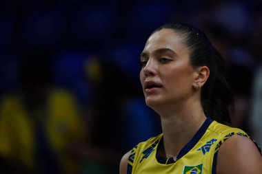 ISTANBUL, TURKIYE - 20 Haziran 2025: Kanada 'dan Julia Kudiess, Sinan Erdem Dome' da Brezilya VNL Havuz Maçı 'na karşı