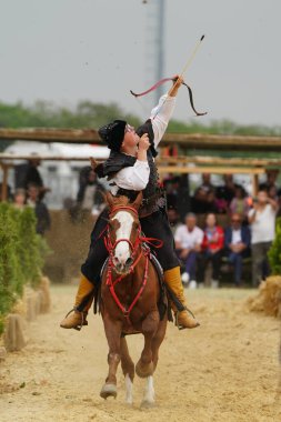 ISTANBUL, TURKIYE - 25 Mayıs 2025: Etnospor Kültür Festivali 'nde binicilik gösterisi