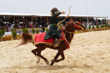 İSTANBUL, TURKIYE - 24 Mayıs 2025: Etnospor Kültür Festivali 'nde Binicilik Şovu