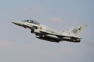 KONYA, TURKIYE - JULY 02, 2025: Qatar Air Force Eurofighter Typhoon EF2000 (ZR508) take-off from Konya Airport during Anatolian Eagle Air Force Exercise