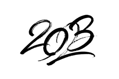 2023 vector crayon hand-drawn numbers vertical composition. 2023 number design template. Happy new year minimalistic concept for greeting materials