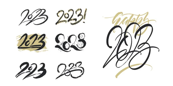 Big Set 2023 Feliz Año Nuevo Número Diseño Colección Símbolos — Archivo Imágenes Vectoriales