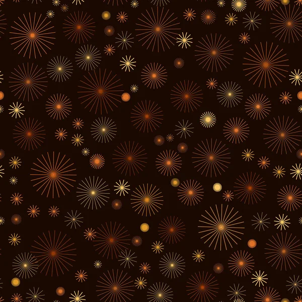 Фейерверк Бесшовный Векторный Рисунок Изолирован Яркие Оттенки Золотого Бронзового Геометрических — стоковый вектор