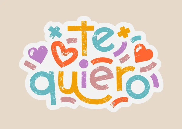 Quiero Spanish Words Translate Love You Bold Lettering Pastel Colors — Stock Vector