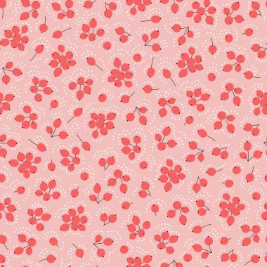 Pembe böğürtlenli, kusursuz bir şekil. Basit tekrarlanabilir çiçek arkaplanı. Minimalist botanik arkaplan