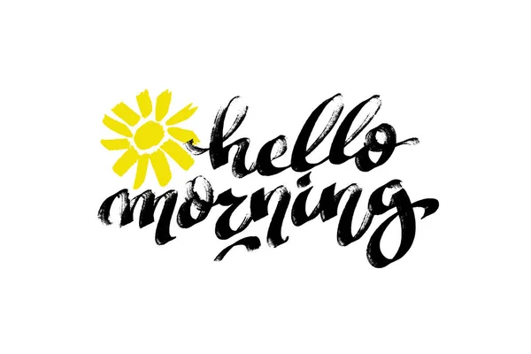 Доброго Ранку Жовтою Квіткою Фоні Сучасна Смілива Каліграфія Векторна Типографія — стоковий вектор