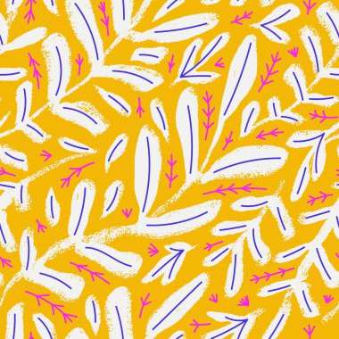 Vector seamless floral seamless pattern for fashion prints, graphics, backgrounds and crafts. Bright color repeatable background with hand drawn branches and botanical elements clipart