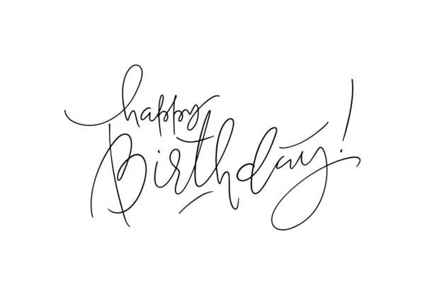 Boldog Születésnapot Modern Kézzel Írt Vékony Sor Betűkkel Minimalista Egyszínű — Stock Vector
