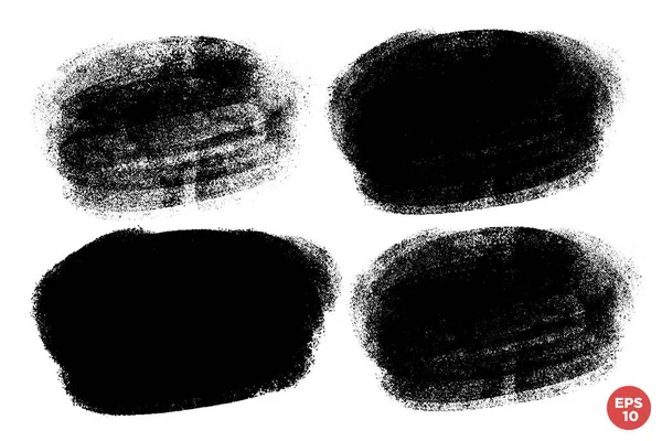 手描きブラシストロークのベクトルセット 背景の汚れ モノクロームのデザイン要素をセット 背景を描いた単色のモノクロアートハンド — ストックベクタ